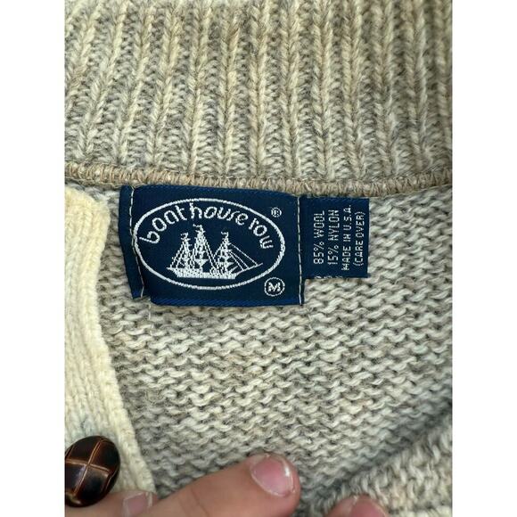 Boat House Row Men's Gray Wool Blended Crew Neck Sweater Size Medium chunky knit - Picture 2 of 4